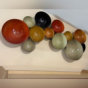 Pair Metal Bowls 32" X 14" Wall Hangings Hand Made Déco Multi Color Multi Size